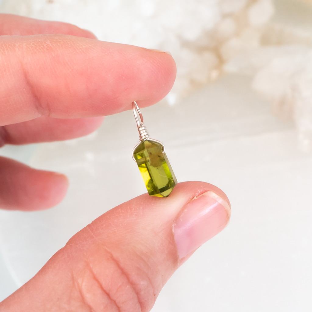 Peridot Mini Double Terminated Crystal Point Pendant