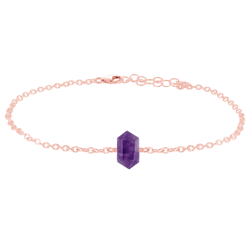 Amethyst Double Terminated Crystal Point Anklet