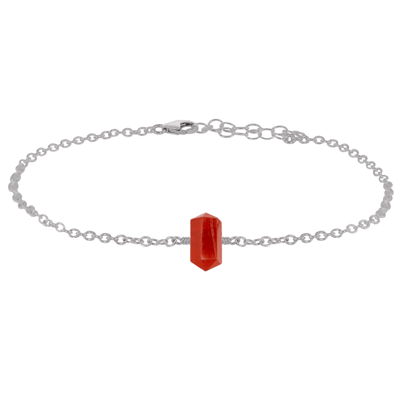 Carnelian Double Terminated Crystal Point Anklet