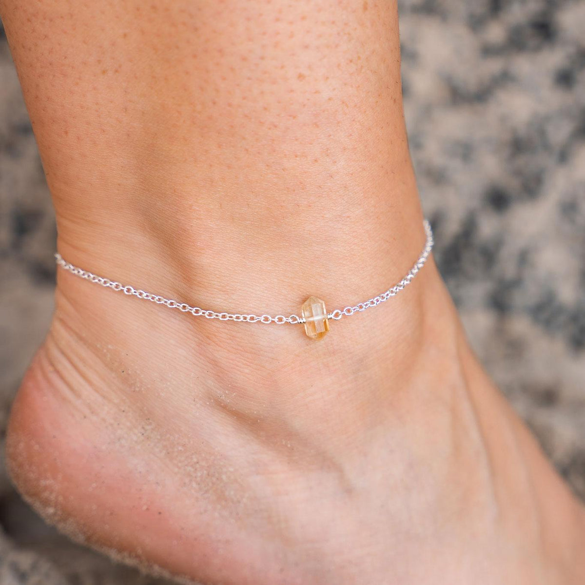 Custom Double Terminated Crystal Point Anklet