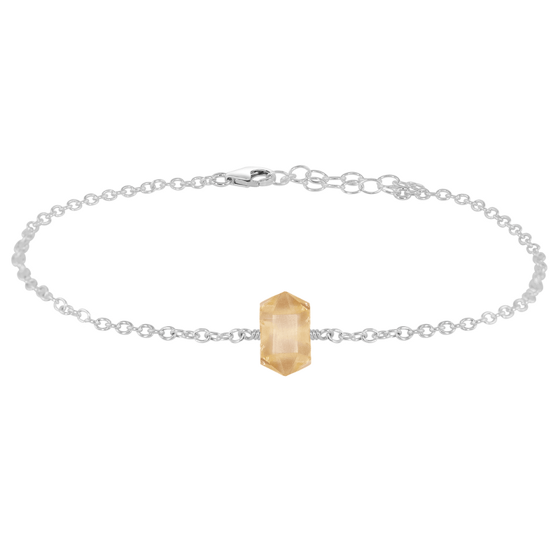 Citrine Double Terminated Crystal Point Anklet