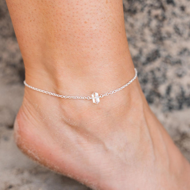 Custom Double Terminated Crystal Point Anklet