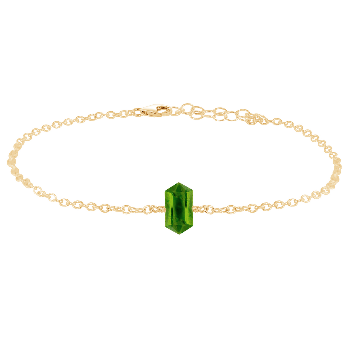 Peridot Double Terminated Crystal Point Anklet