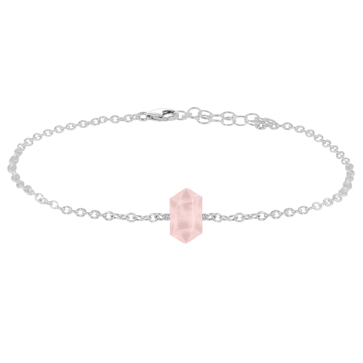 Rose Quartz Double Terminated Crystal Point Anklet