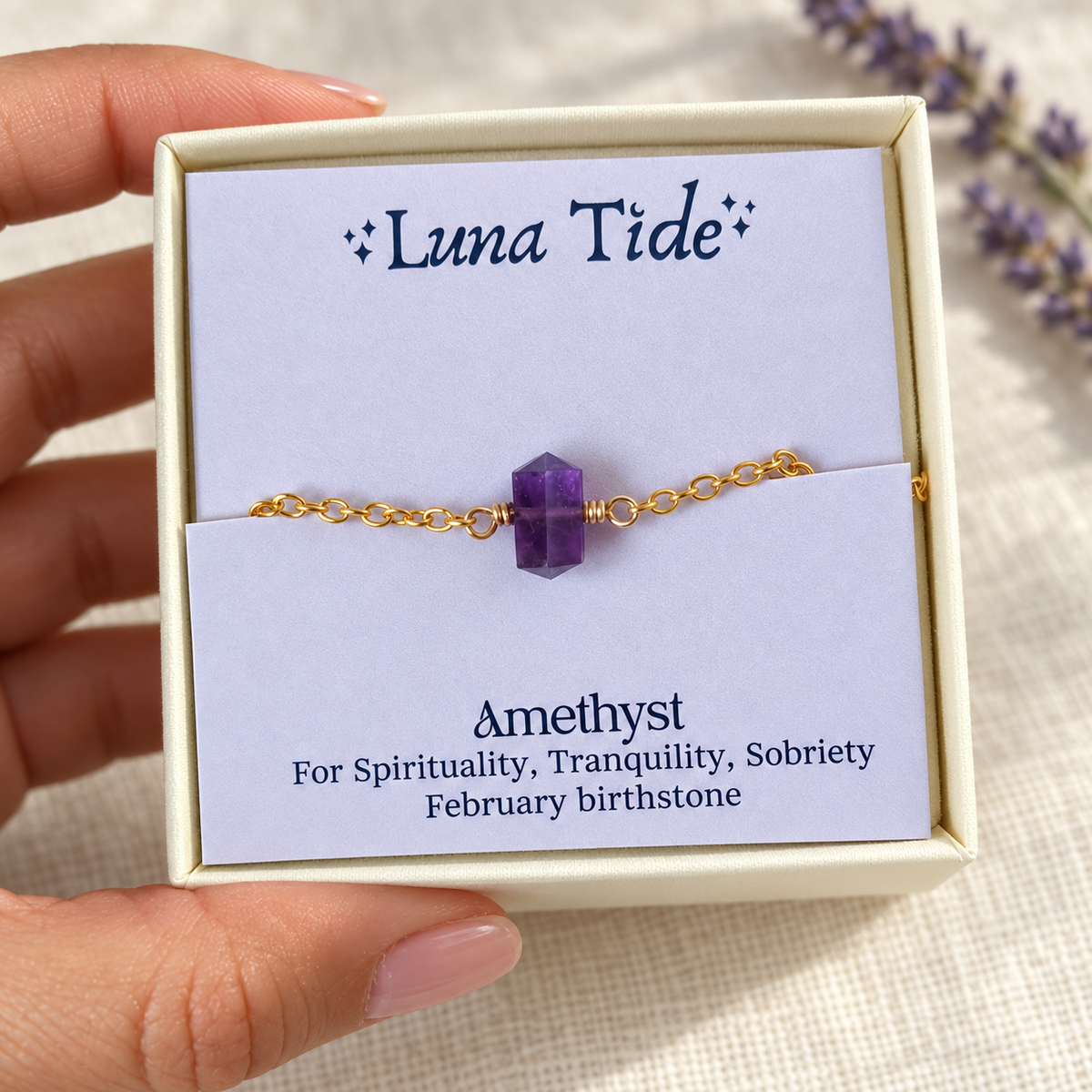 Amethyst Double Terminated Crystal Point Anklet