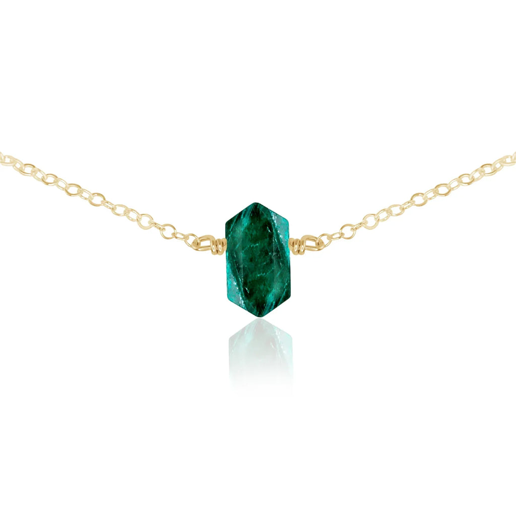 Double Terminated Emerald Mini Crystal Point Choker Necklace