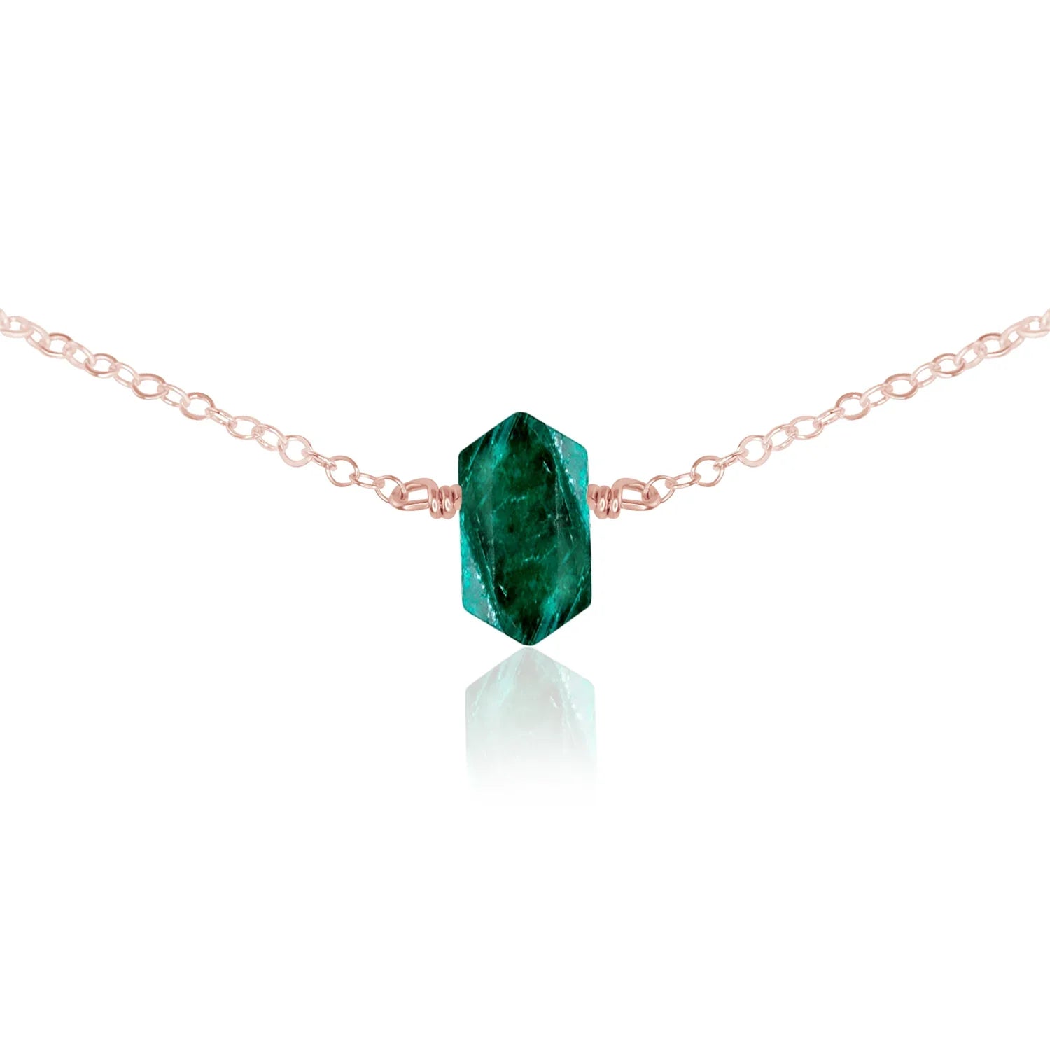 Double Terminated Emerald Mini Crystal Point Choker Necklace