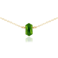 Double Terminated Peridot Mini Crystal Point Choker Necklace