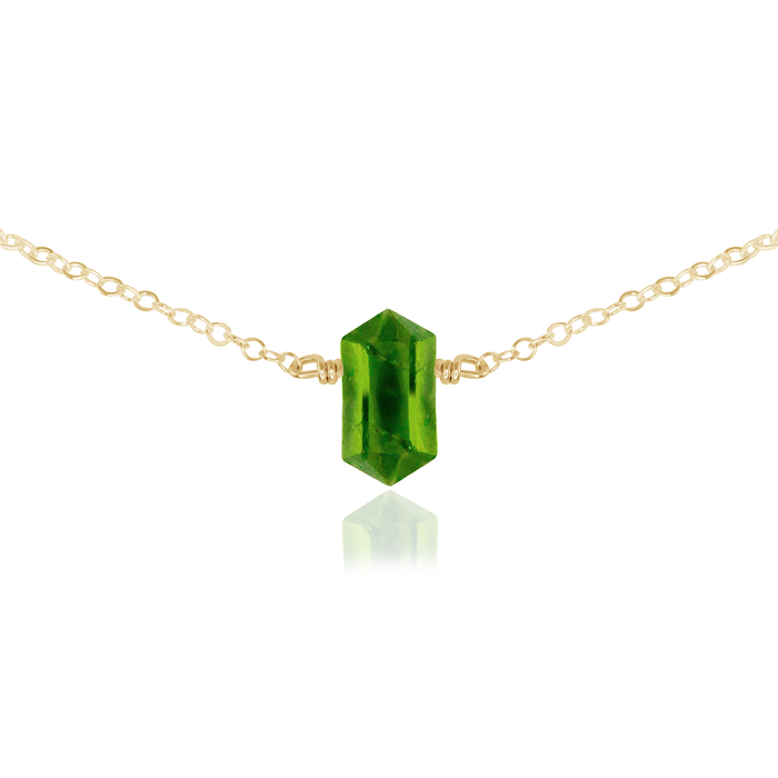 Double Terminated Peridot Mini Crystal Point Choker Necklace