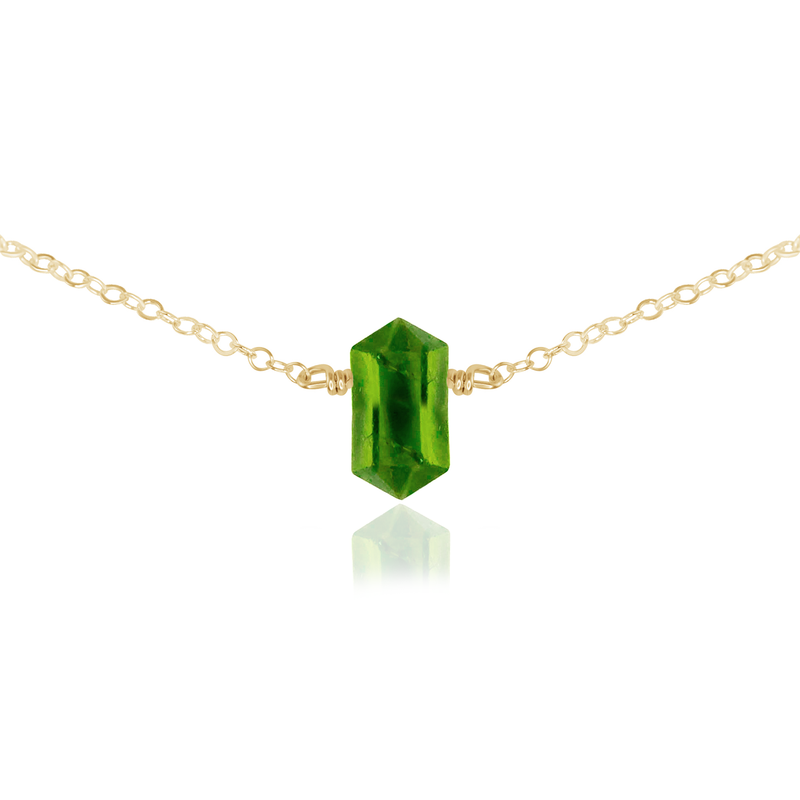 Double Terminated Peridot Mini Crystal Point Choker Necklace