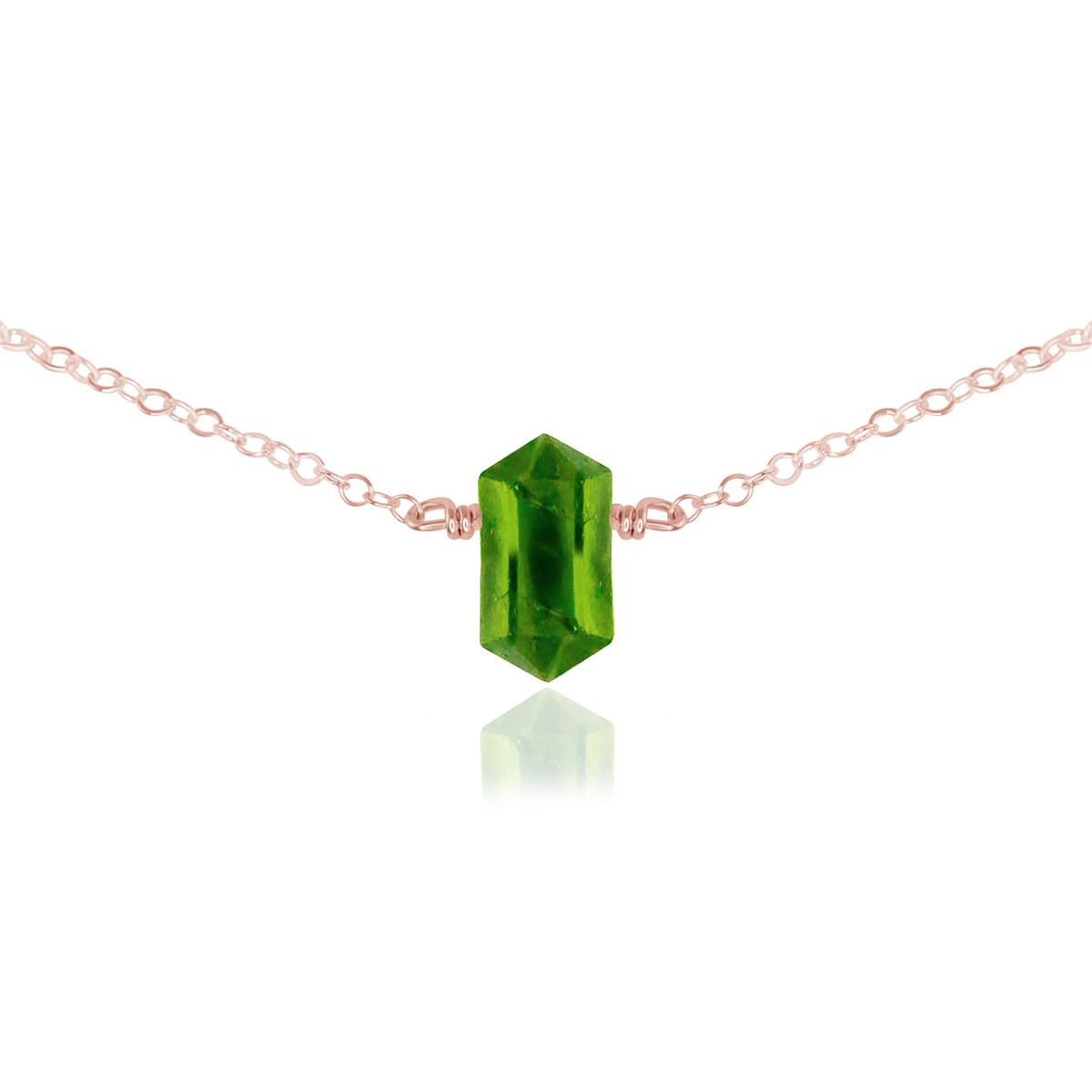 Double Terminated Peridot Mini Crystal Point Choker Necklace