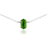 Double Terminated Peridot Mini Crystal Point Choker Necklace