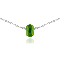 Double Terminated Peridot Mini Crystal Point Choker Necklace
