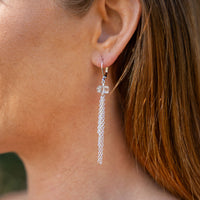 Crystal Quartz Double Terminated Crystal Point Tassel Earrings