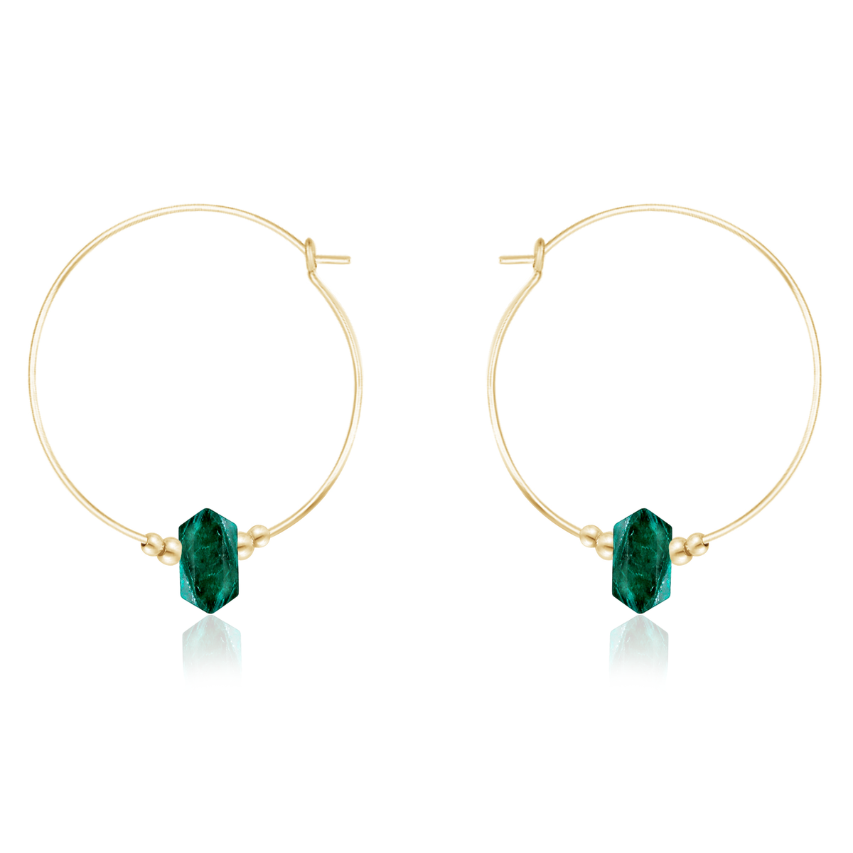 Large Hoop Emerald Double Terminated Crystal Point Earrings