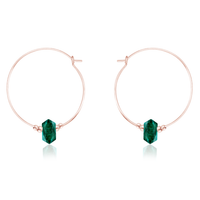Large Hoop Emerald Double Terminated Crystal Point Earrings