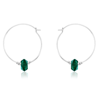 Large Hoop Emerald Double Terminated Crystal Point Earrings