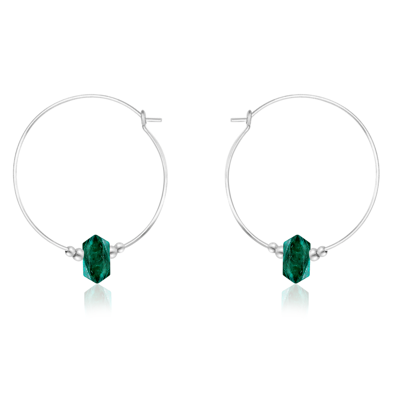 Large Hoop Emerald Double Terminated Crystal Point Earrings