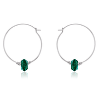 Large Hoop Emerald Double Terminated Crystal Point Earrings