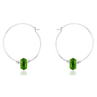 Large Hoop Peridot Double Terminated Crystal Point Earrings