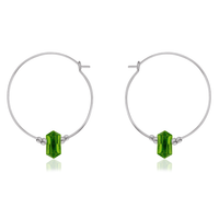 Large Hoop Peridot Double Terminated Crystal Point Earrings