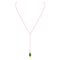 Peridot Double Terminated Mini Crystal Point Lariat Necklace