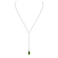Peridot Double Terminated Mini Crystal Point Lariat Necklace