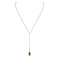 Peridot Double Terminated Mini Crystal Point Lariat Necklace