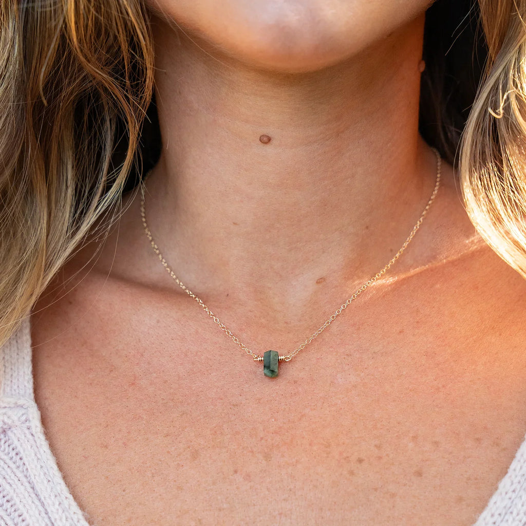 Double Terminated Emerald Mini Crystal Point Necklace