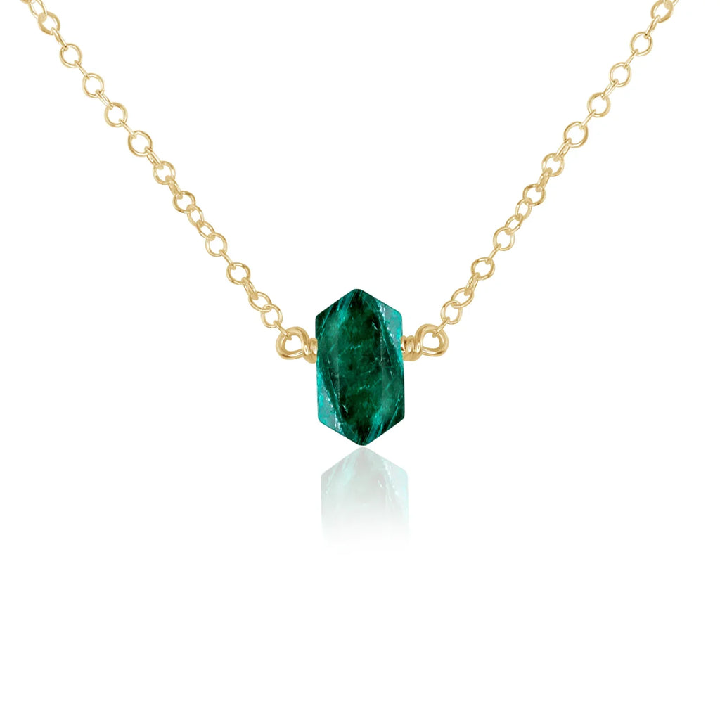 Double Terminated Emerald Mini Crystal Point Necklace