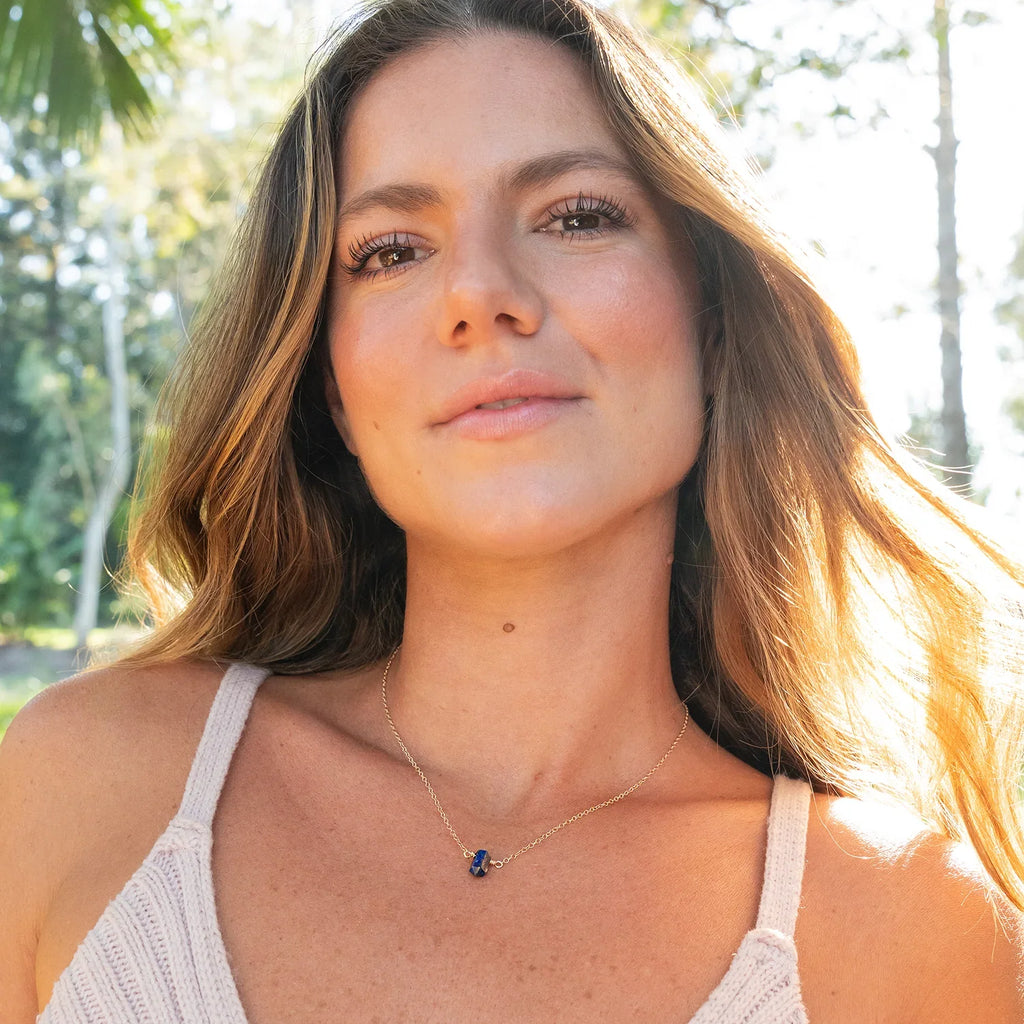 Double Terminated Lapis Lazuli Mini Crystal Point Necklace