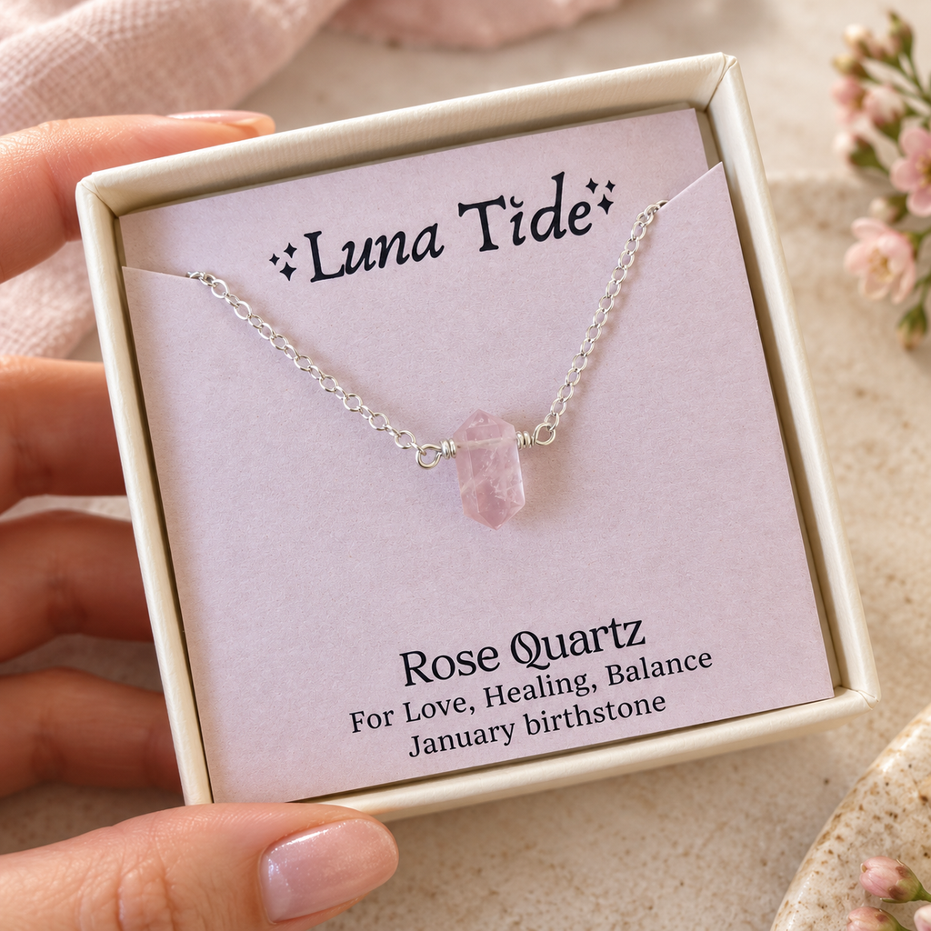 Double Terminated Rose Quartz Mini Crystal Point Choker Necklace