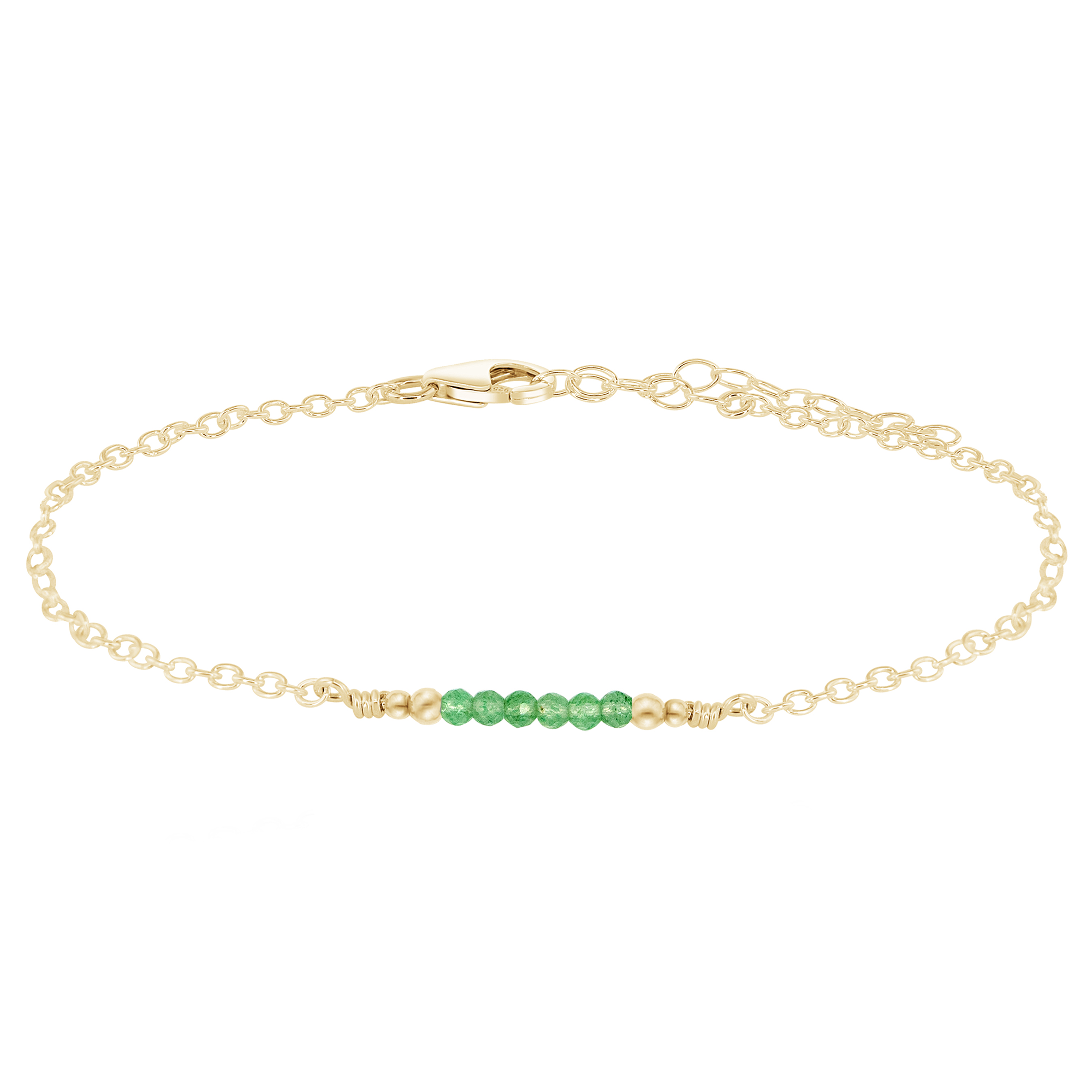 Sparkling Aventurine Gemstone Faceted Bead Bar Anklet
