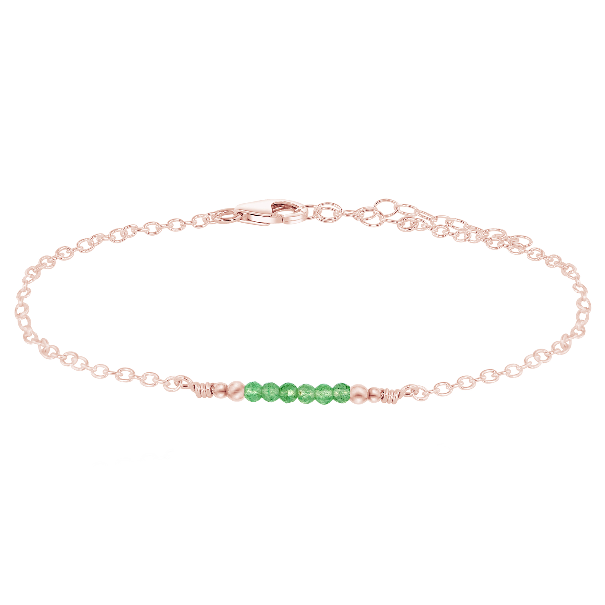Sparkling Aventurine Gemstone Faceted Bead Bar Anklet