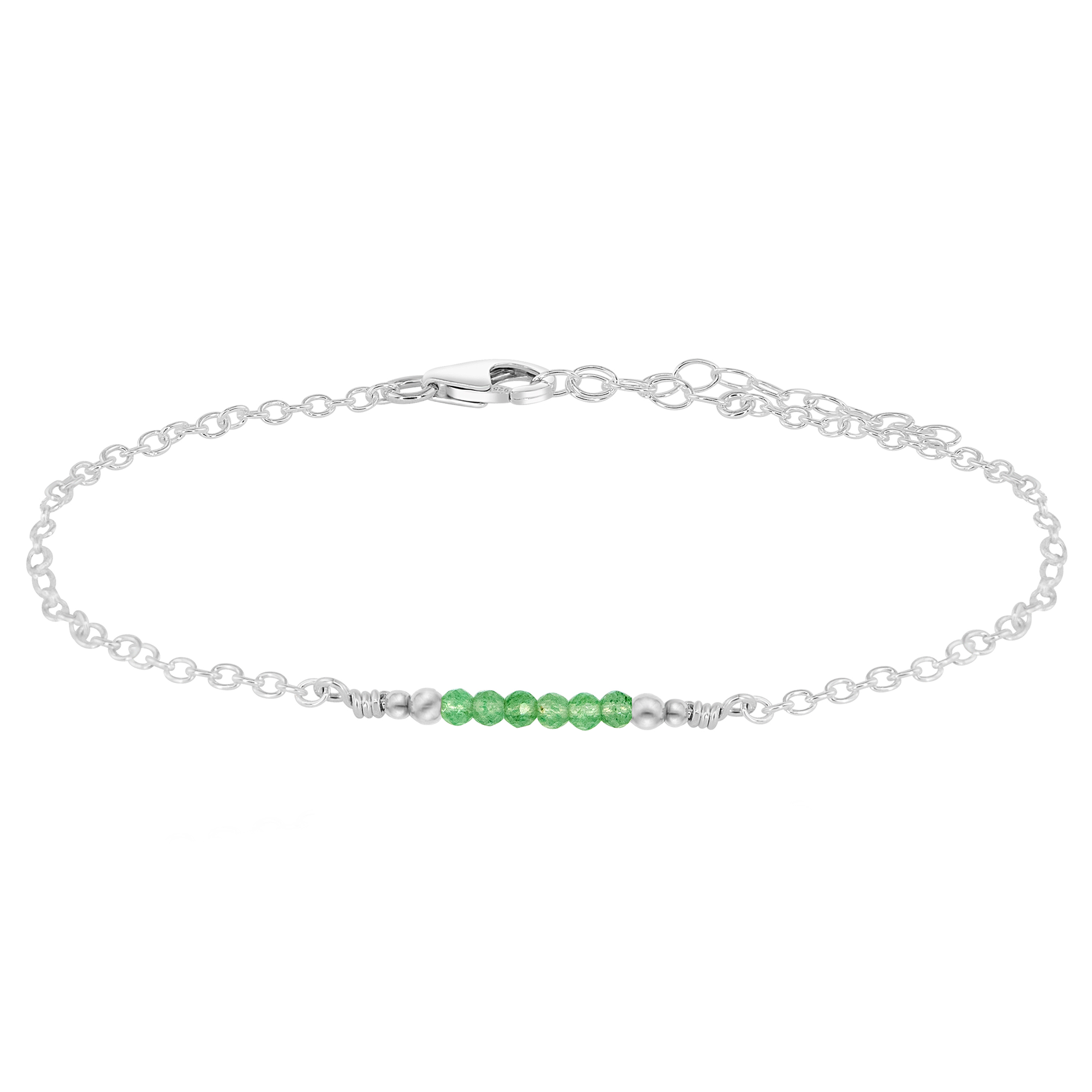 Sparkling Aventurine Gemstone Faceted Bead Bar Anklet