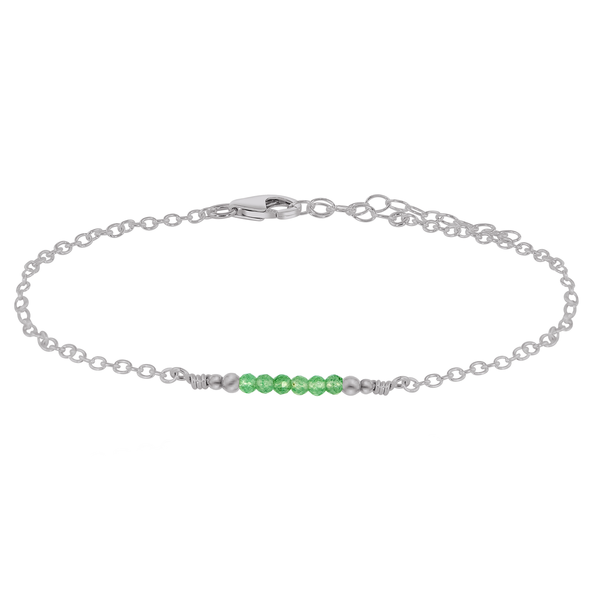 Sparkling Aventurine Gemstone Faceted Bead Bar Anklet