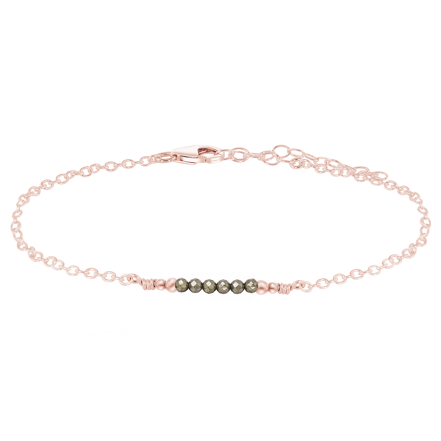 Sparkling Pyrite Gemstone Faceted Bead Bar Anklet