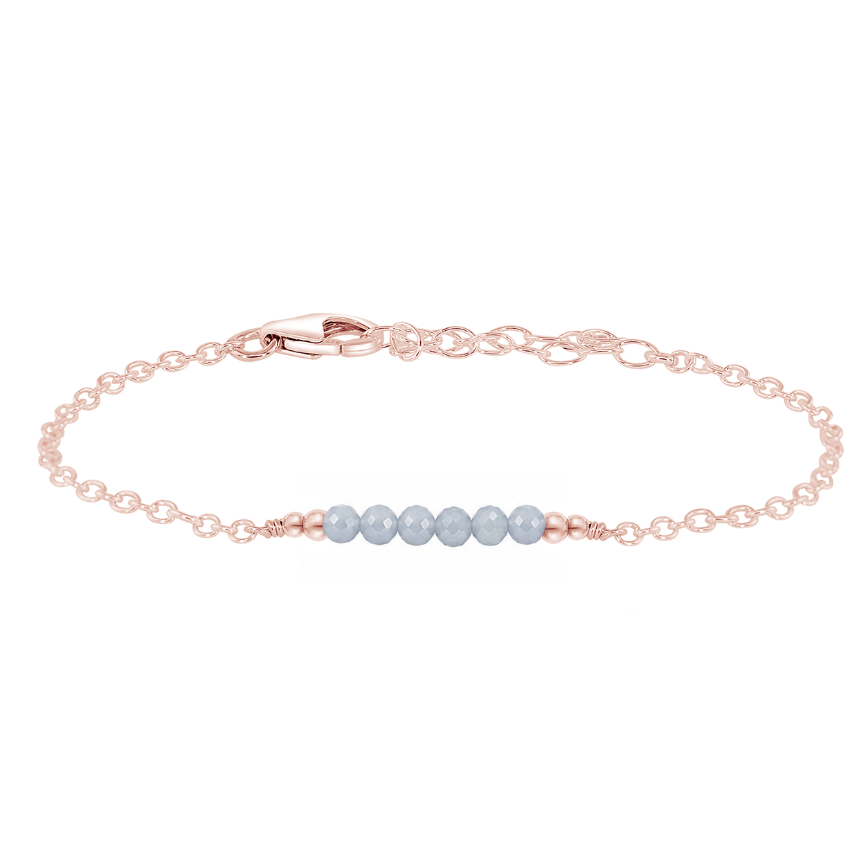 Sparkling Angelite Gemstone Faceted Bead Bar Bracelet