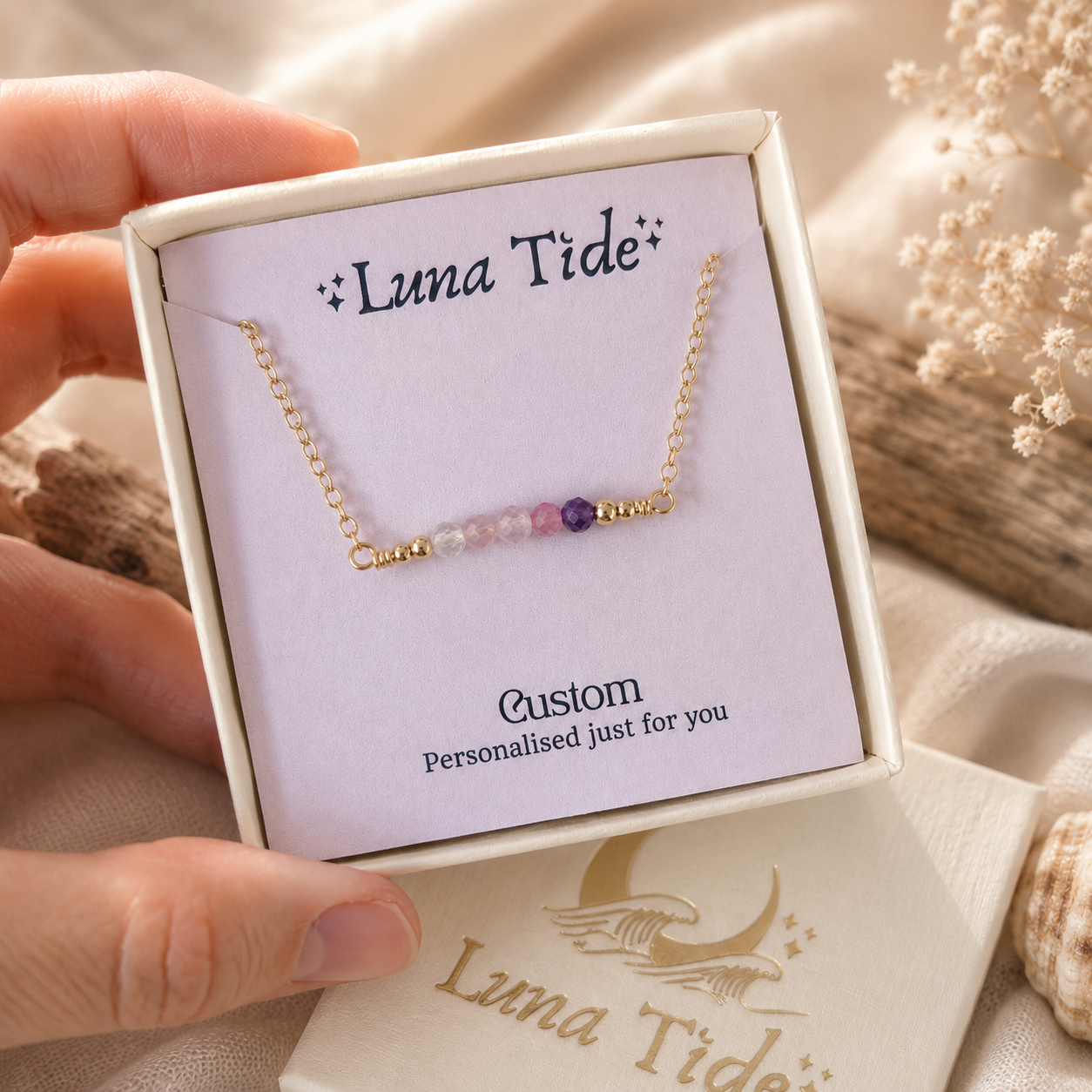 Custom Sparkling Gemstone Faceted Bead Bar Necklace