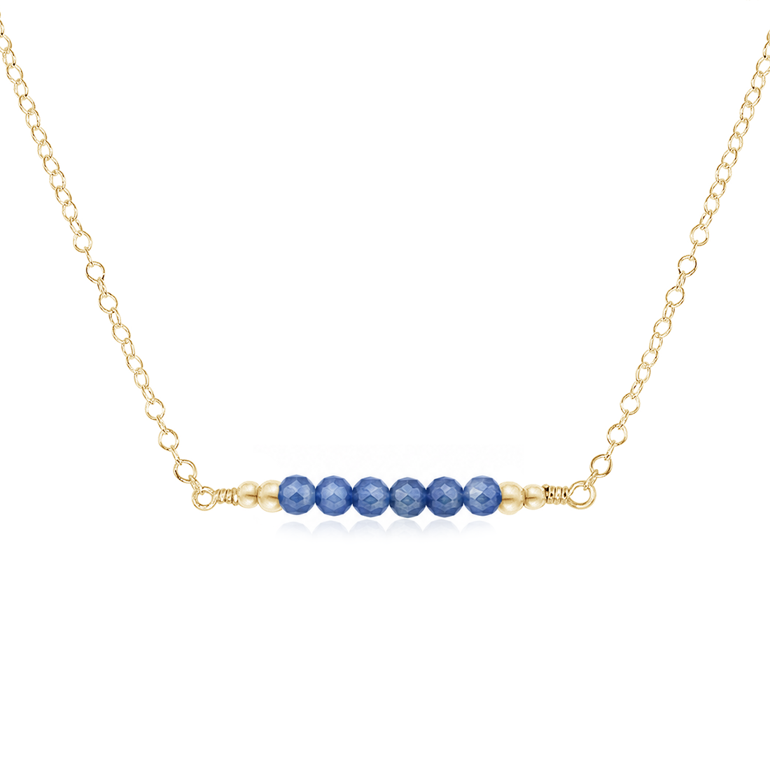 Sparkling Kyanite Faceted Bead Bar Necklace