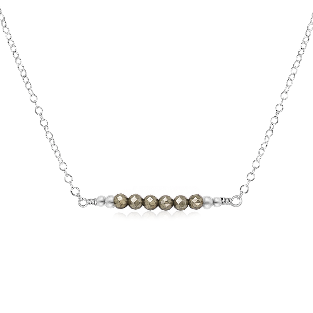 Sparkling Pyrite Faceted Bead Bar Necklace