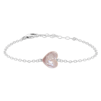 Freshwater Pearl Heart Bracelet - Freshwater Pearl Heart Bracelet - Sterling Silver - Luna Tide Handmade Crystal Jewellery