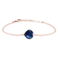 Lapis Lazuli Crystal Heart Bracelet - Lapis Lazuli Crystal Heart Bracelet - 14k Rose Gold Fill - Luna Tide Handmade Crystal Jewellery