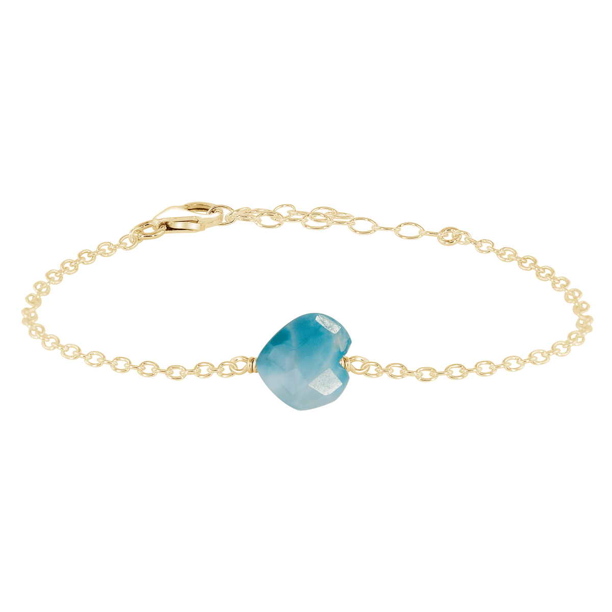 Larimar Crystal Heart Bracelet - Larimar Crystal Heart Bracelet - 14k Gold Fill - Luna Tide Handmade Crystal Jewellery