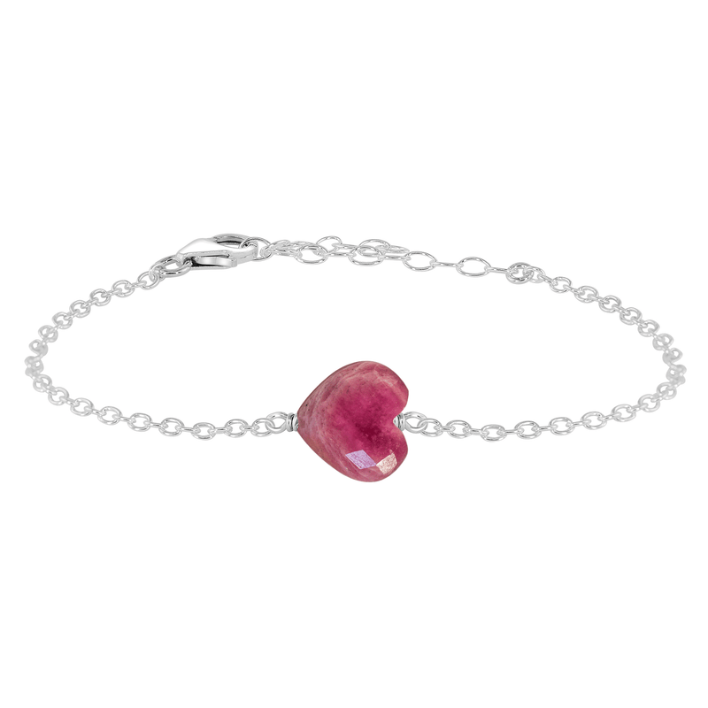 Ruby Crystal Heart Bracelet - Ruby Crystal Heart Bracelet - Sterling Silver - Luna Tide Handmade Crystal Jewellery