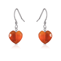 Carnelian Crystal Heart Dangle Earrings - Carnelian Crystal Heart Dangle Earrings - Stainless Steel - Luna Tide Handmade Crystal Jewellery