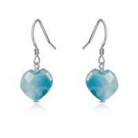 Larimar Crystal Heart Dangle Earrings - Larimar Crystal Heart Dangle Earrings - Stainless Steel - Luna Tide Handmade Crystal Jewellery