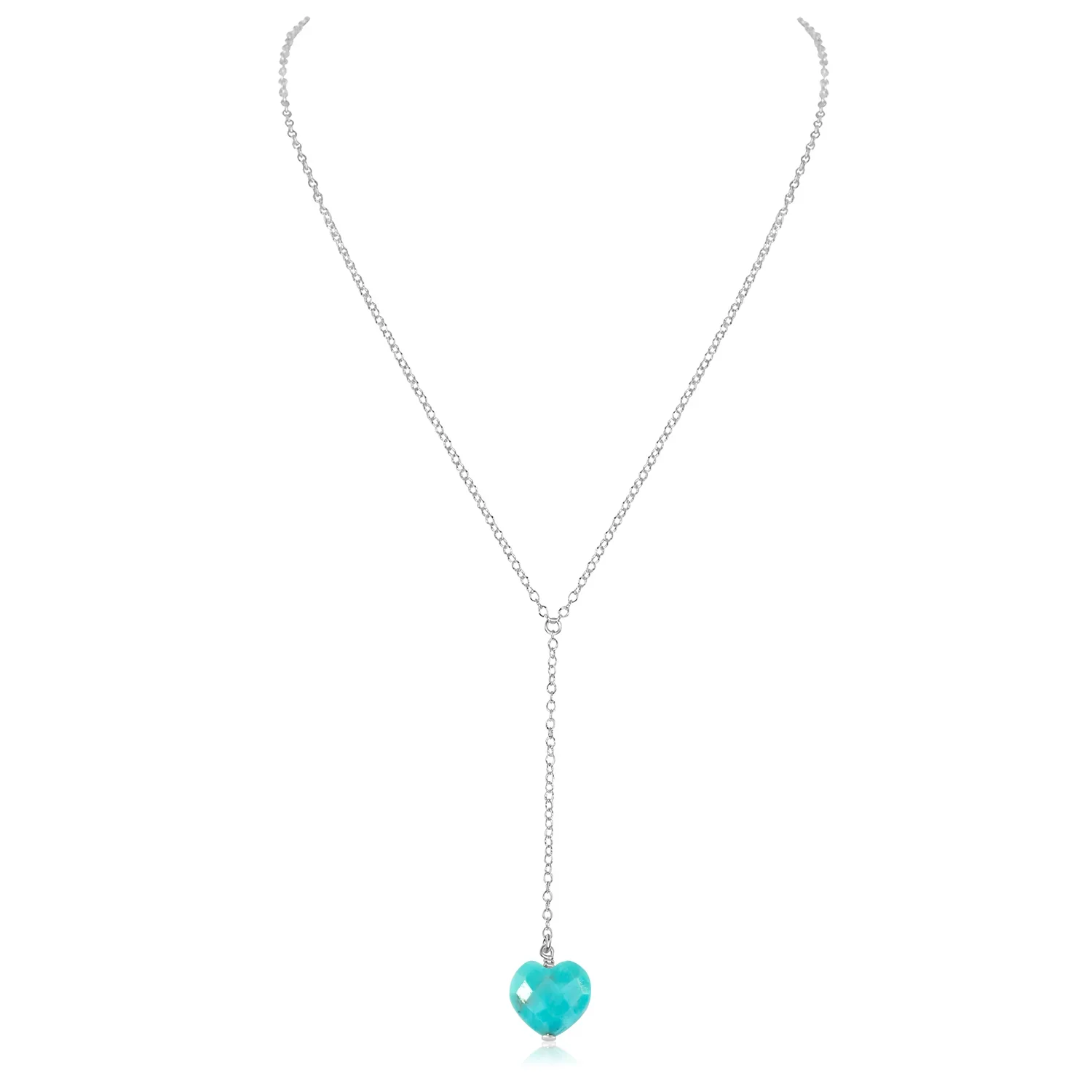 Turquoise Crystal Heart Lariat Necklace