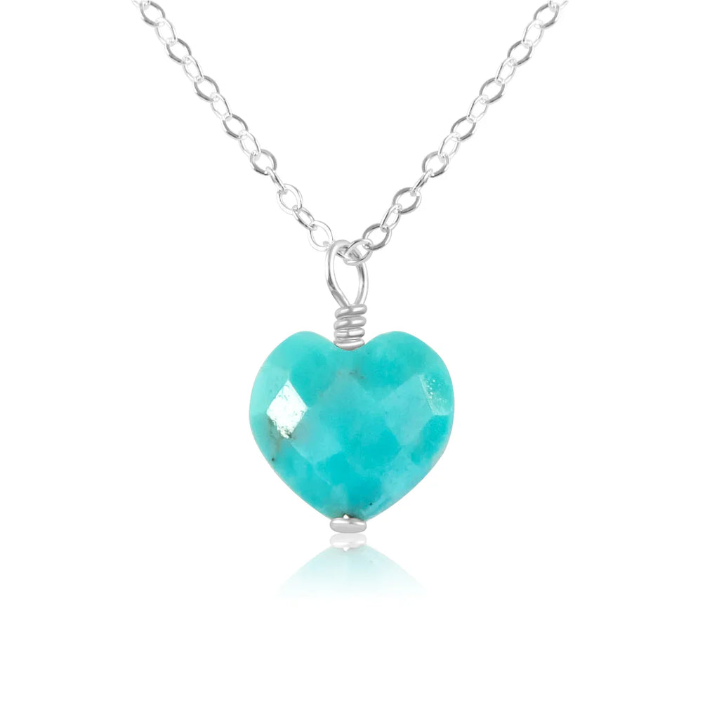 Turquoise Crystal Heart Pendant Necklace