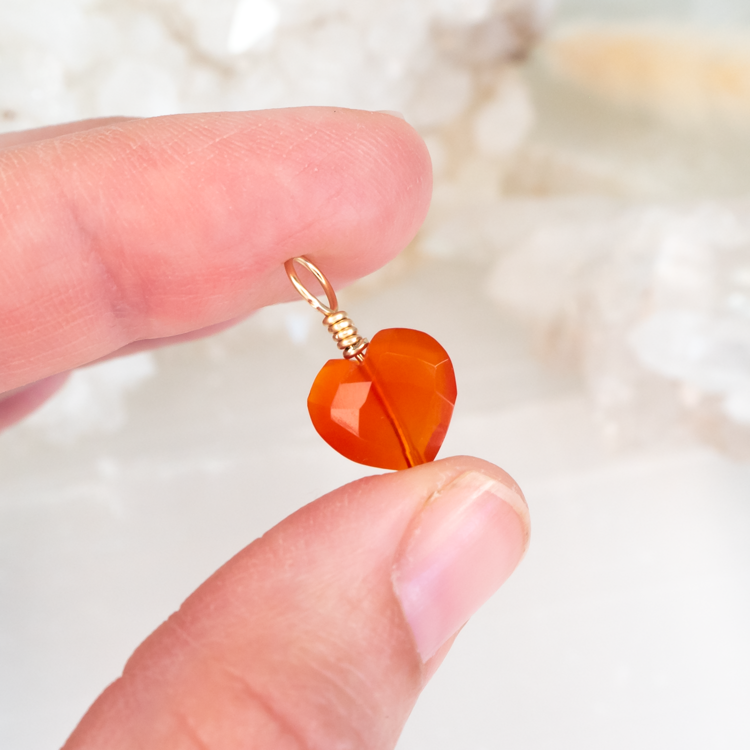Carnelian Crystal Heart Pendant